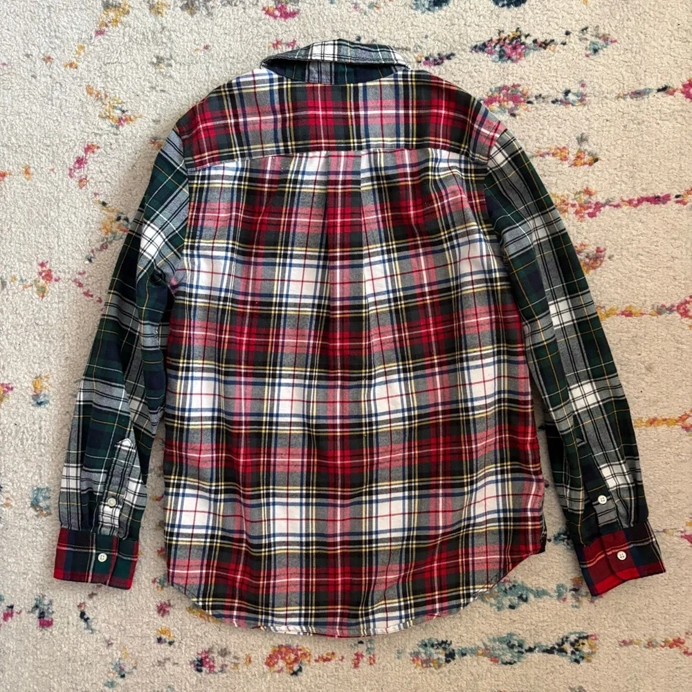 Ralph Lauren Flannel Shirt Boys Medium 10 12 Red and Green Plaid Patchwork